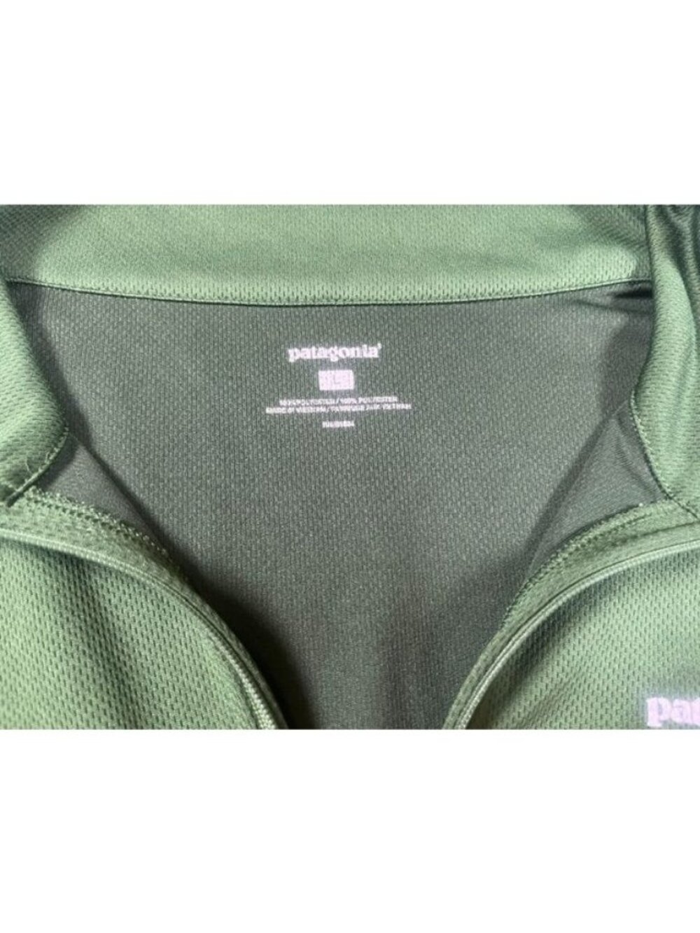 Patagonia Green & Yellow Quarter-Zip Pullover Mens L Lightweight Polyester Blend